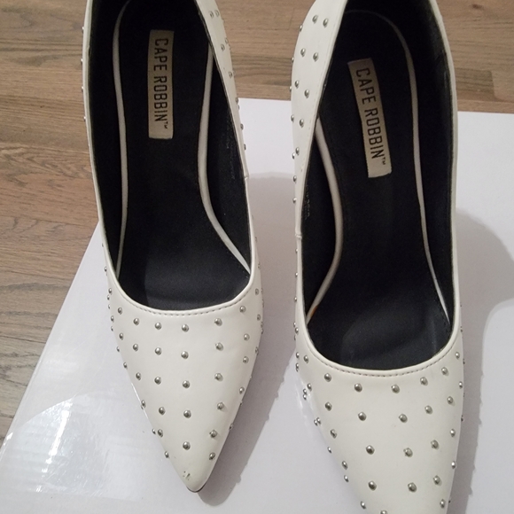 Cape Robbin Shoes - Cape Robbin White Studded Women's Heels